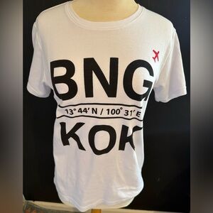 BNG KOK White Graphic Tee with Red Plane Accent